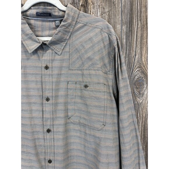 Toad & CO Wonderer Men's XXL Organic Cotton Gray Long Sleeve Button Up Shirt - Picture 3 of 16